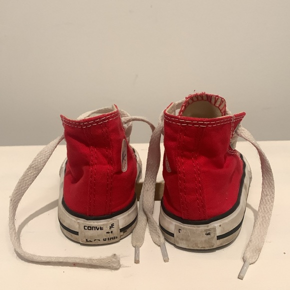 Converse red and white high top shoes size 4. - Picture 2 of 7